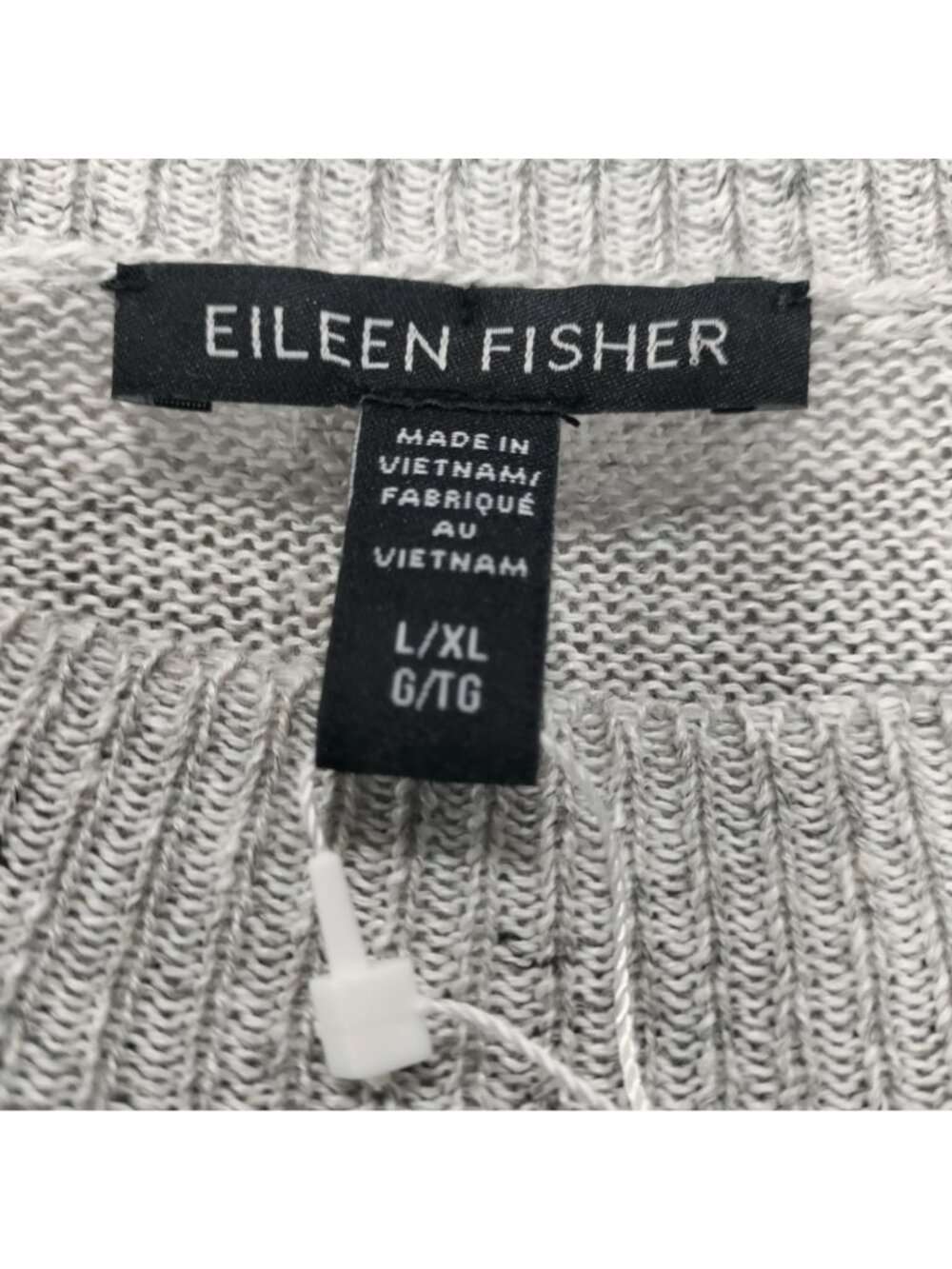 NWT Eileen Fisher Organic Linen Melange Lagenlook SZ L Mock Artsey Sweater Gray - Picture 8 of 14